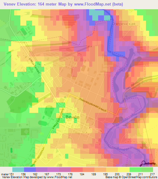 Venev,Russia Elevation Map