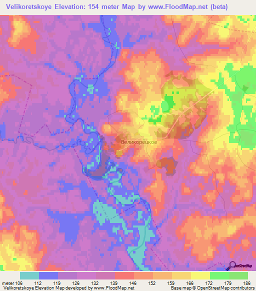 Velikoretskoye,Russia Elevation Map