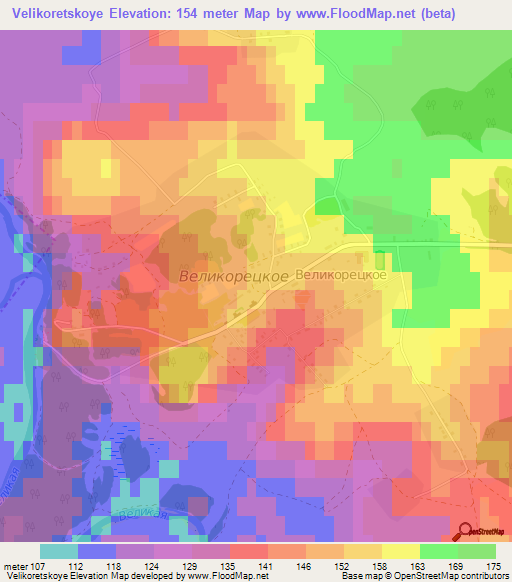 Velikoretskoye,Russia Elevation Map