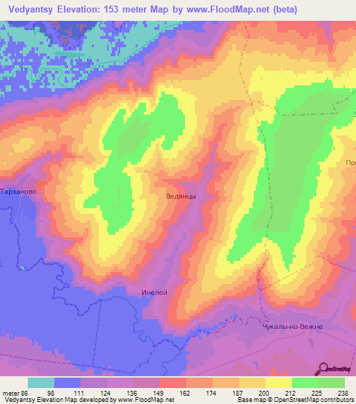 Vedyantsy,Russia Elevation Map