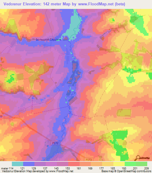 Vedosnur,Russia Elevation Map