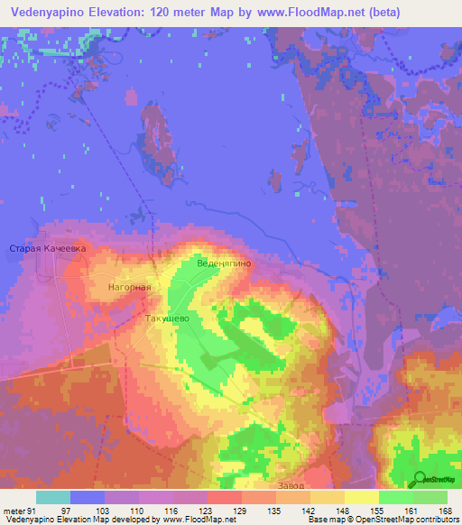 Vedenyapino,Russia Elevation Map