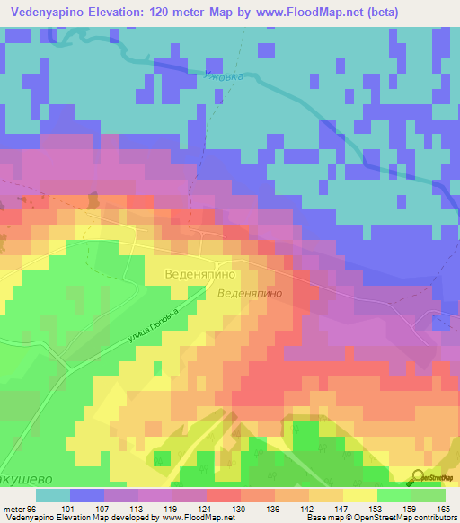 Vedenyapino,Russia Elevation Map