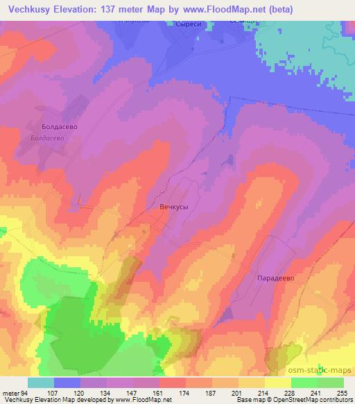 Vechkusy,Russia Elevation Map