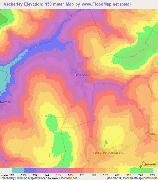 Vecherley,Russia Elevation Map