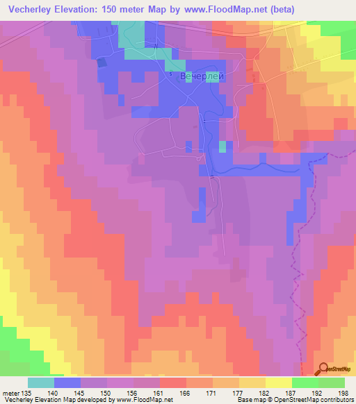 Vecherley,Russia Elevation Map