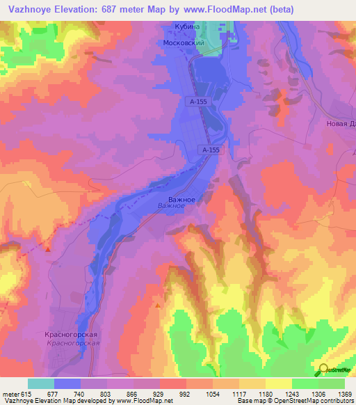 Vazhnoye,Russia Elevation Map