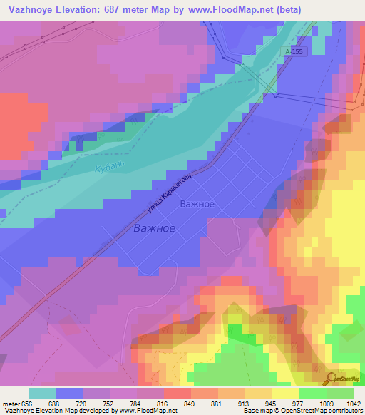 Vazhnoye,Russia Elevation Map