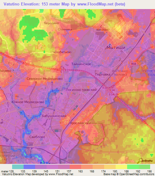 Vatutino,Russia Elevation Map