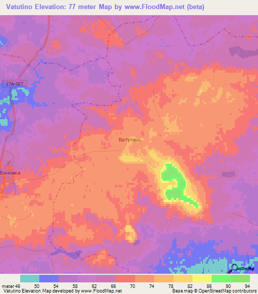 Vatutino,Russia Elevation Map