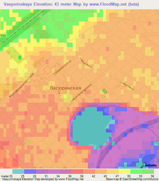 Vasyurinskaya,Russia Elevation Map