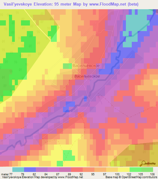 Vasil'yevskoye,Russia Elevation Map