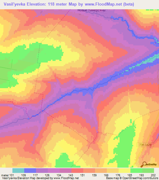 Vasil'yevka,Russia Elevation Map