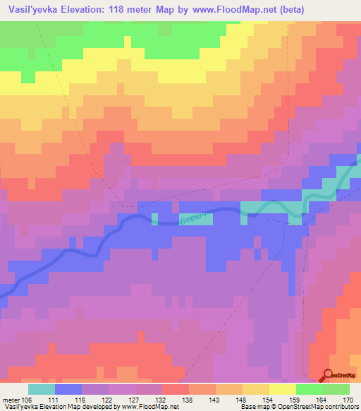 Vasil'yevka,Russia Elevation Map