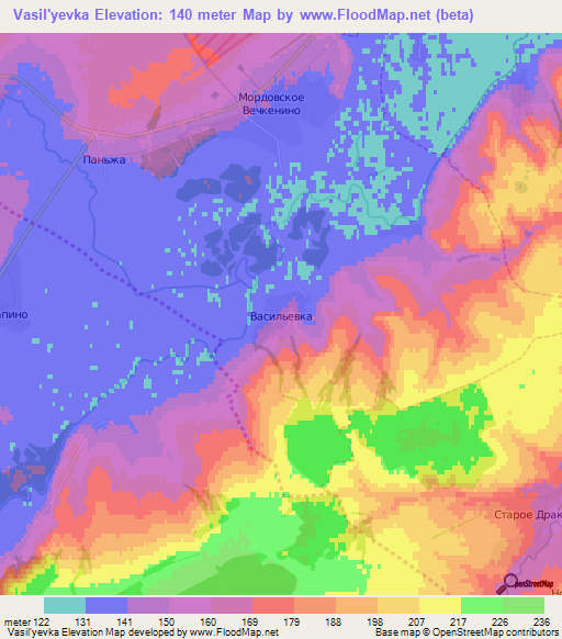 Vasil'yevka,Russia Elevation Map