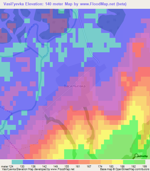 Vasil'yevka,Russia Elevation Map