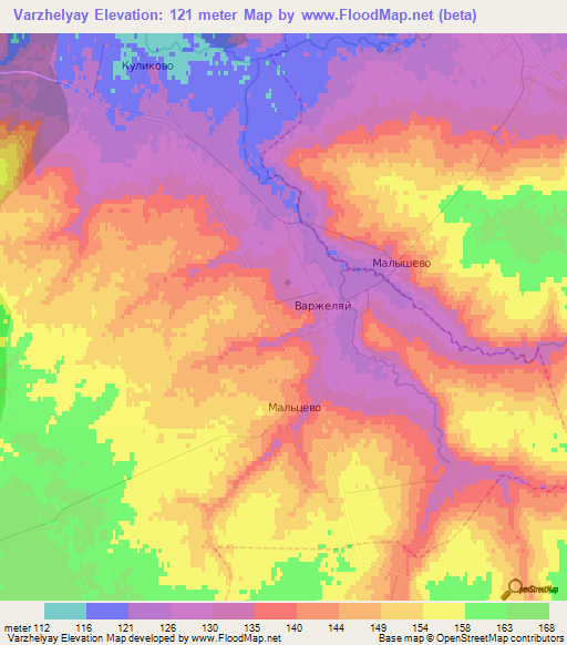 Varzhelyay,Russia Elevation Map