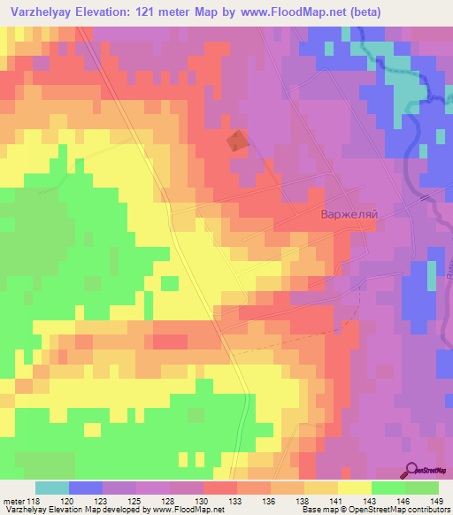 Varzhelyay,Russia Elevation Map