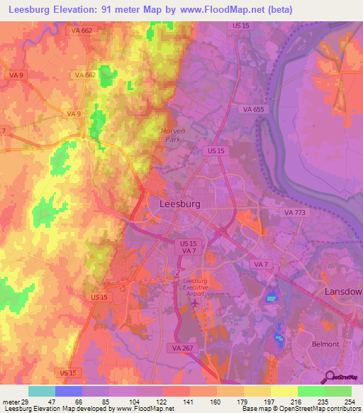 Leesburg,US Elevation Map