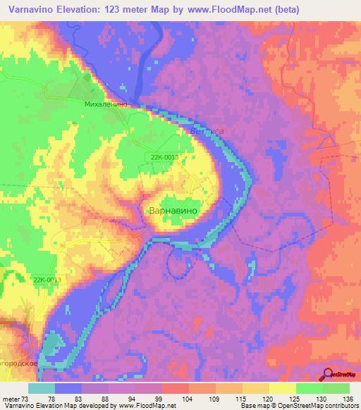 Varnavino,Russia Elevation Map