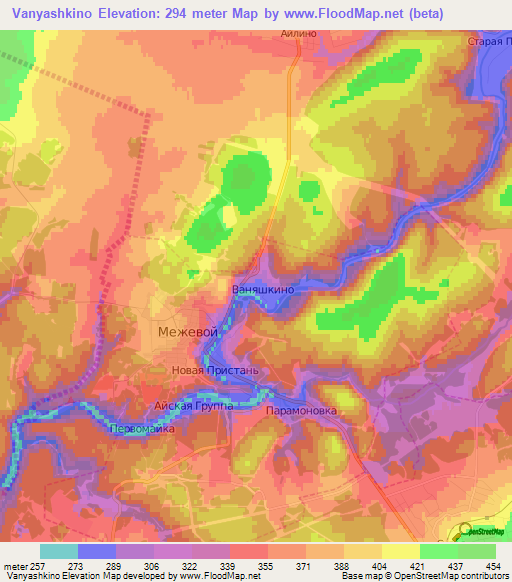 Vanyashkino,Russia Elevation Map