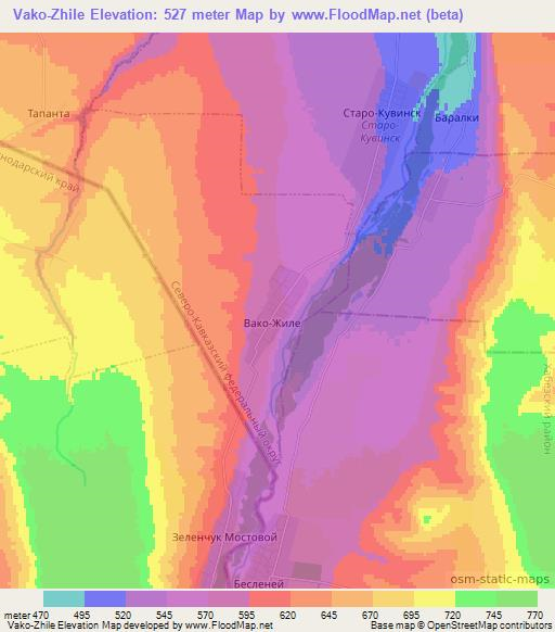 Vako-Zhile,Russia Elevation Map