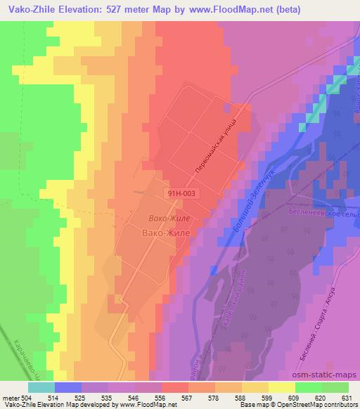 Vako-Zhile,Russia Elevation Map