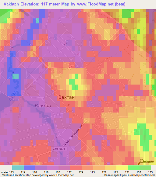 Vakhtan,Russia Elevation Map