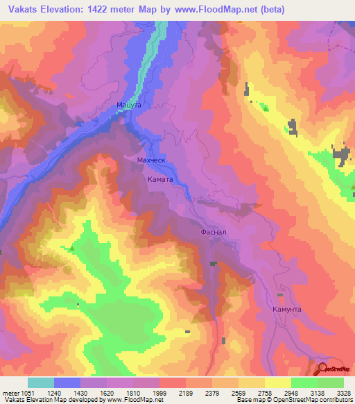 Vakats,Russia Elevation Map