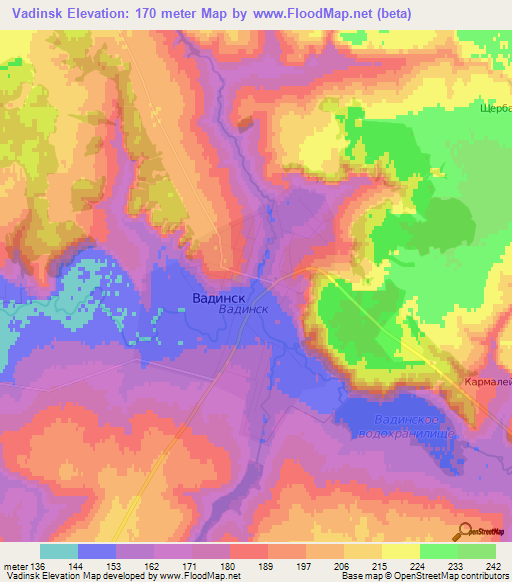 Vadinsk,Russia Elevation Map