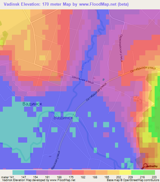 Vadinsk,Russia Elevation Map