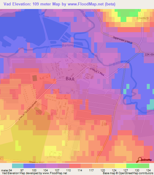 Vad,Russia Elevation Map