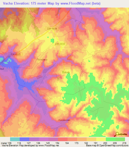 Vacha,Russia Elevation Map