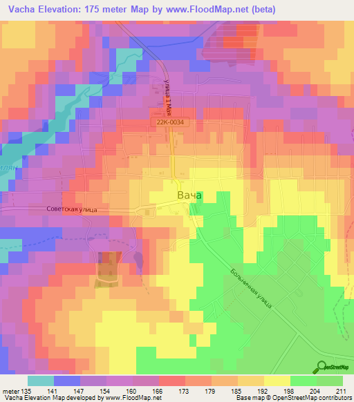 Vacha,Russia Elevation Map