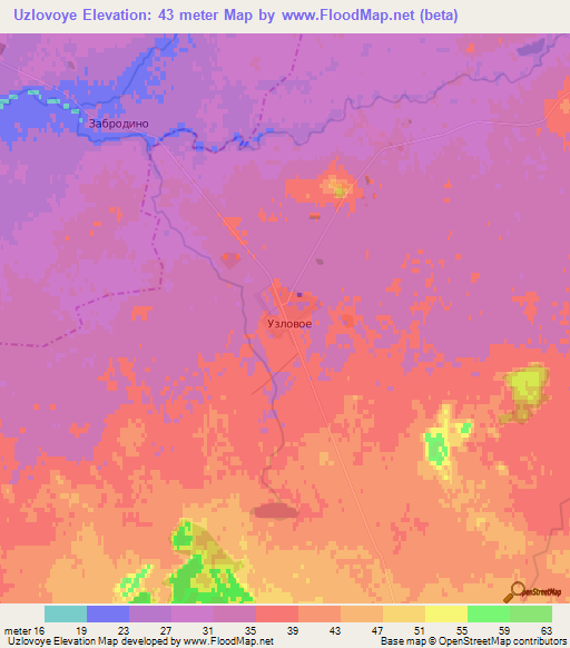 Uzlovoye,Russia Elevation Map