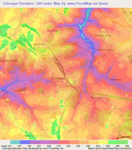 Uzlovaya,Russia Elevation Map