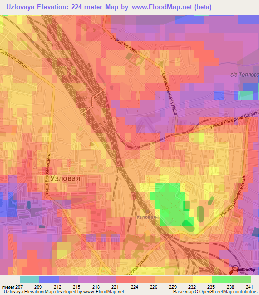 Uzlovaya,Russia Elevation Map