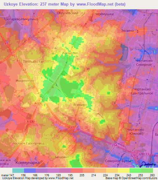 Uzkoye,Russia Elevation Map