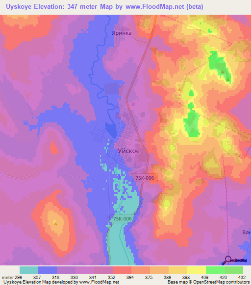 Uyskoye,Russia Elevation Map