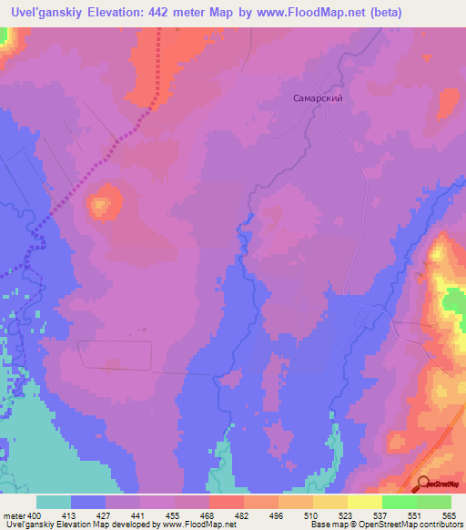 Uvel'ganskiy,Russia Elevation Map