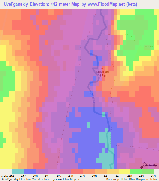 Uvel'ganskiy,Russia Elevation Map