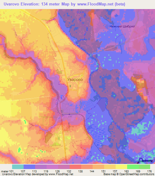 Uvarovo,Russia Elevation Map