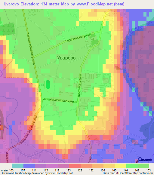 Uvarovo,Russia Elevation Map