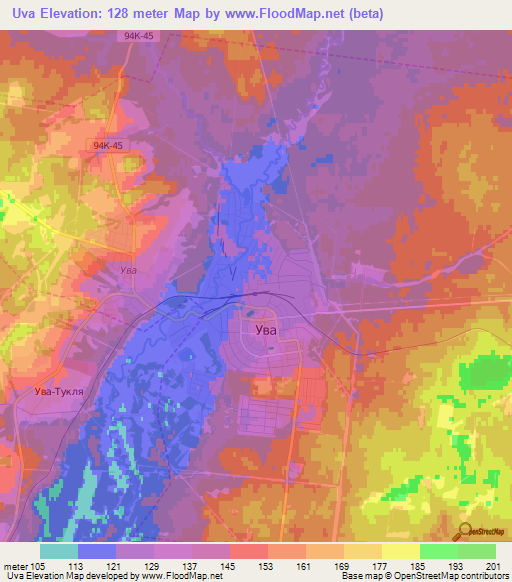 Uva,Russia Elevation Map