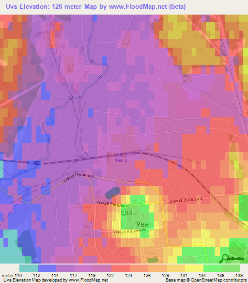 Uva,Russia Elevation Map