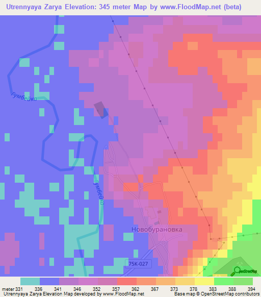 Utrennyaya Zarya,Russia Elevation Map