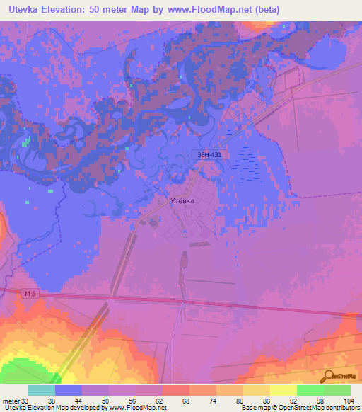 Utevka,Russia Elevation Map