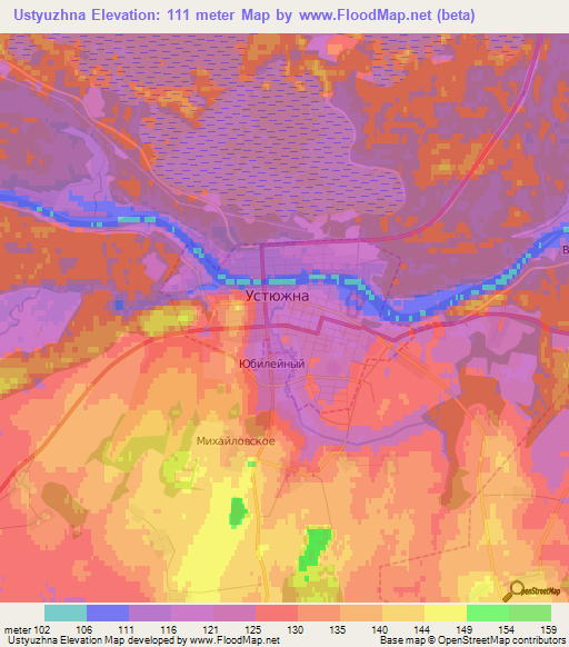 Ustyuzhna,Russia Elevation Map