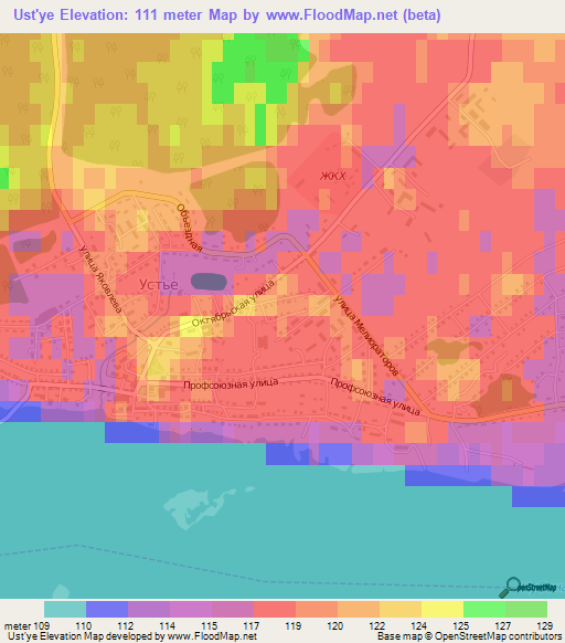 Ust'ye,Russia Elevation Map