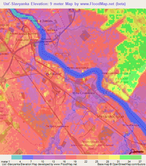 Ust'-Slavyanka,Russia Elevation Map